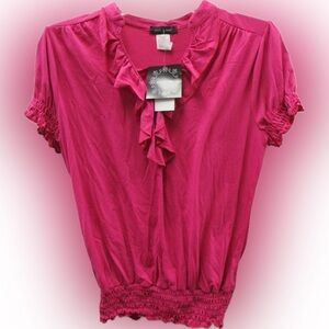 NWT Sam & Max Pink Ruffled Bib Collar Blouse
